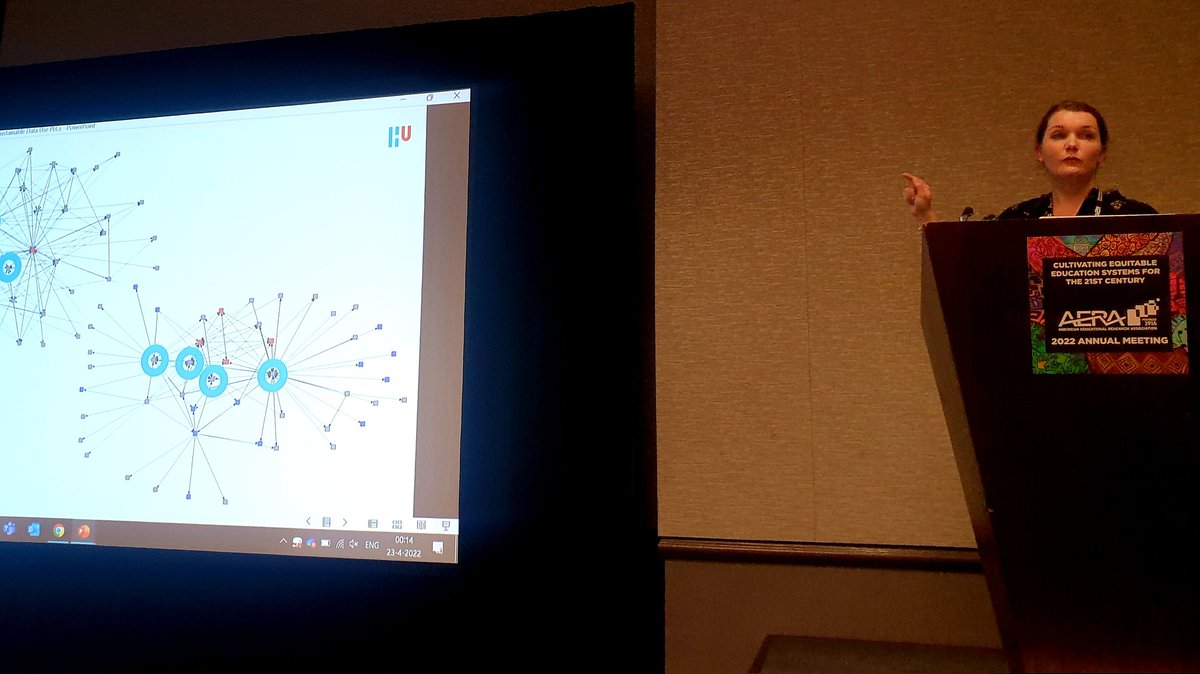 What is the triple role of school leaders to enhance sustainability of data use in PLC's? Great presentation by @ElskevandenBoom with insights from social network analysis at #AERA2022