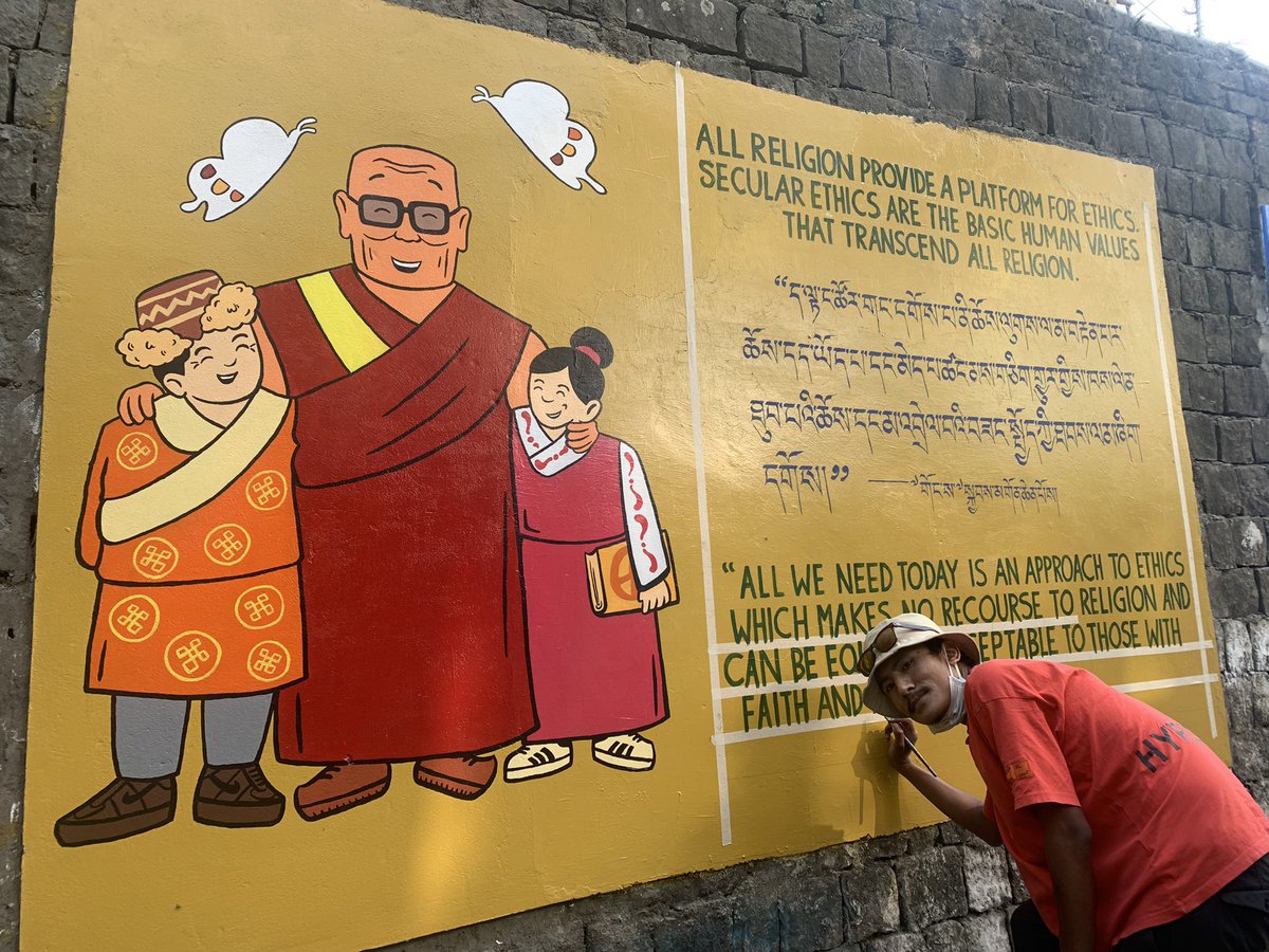 CTA_TibetdotNet's tweet photo. Secular Ethics are the basic human values that transcend all religion. #SecularEthics #DalaiLama #Religion #HumanValues #graffiti https://t.co/u8JDdzdJRk