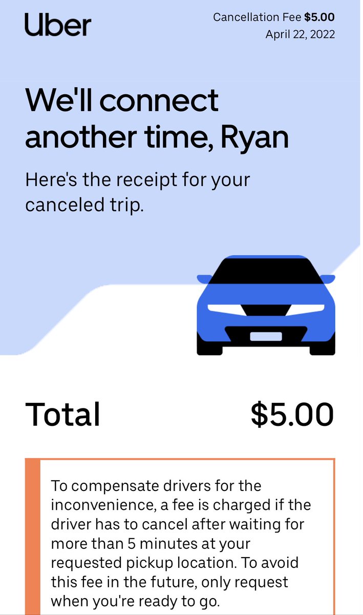 Rymo000's tweet photo. Wth @Uber your driver cancels and I get charged $5?!? https://t.co/iAhsHVRWhr