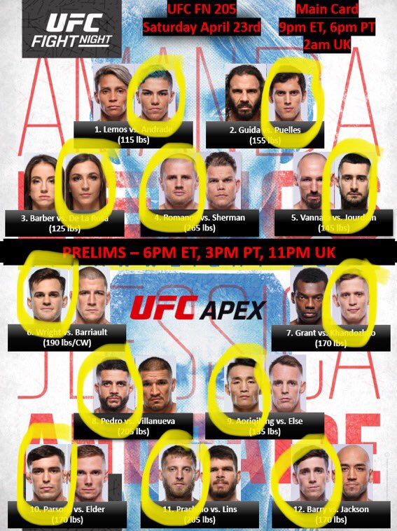 EmilRzayev13's tweet photo. My picks for #UFCVegas52, what about yours?😊 https://t.co/h063KvYGVi
