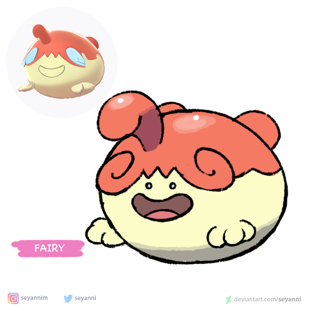 Seyanni's tweet photo. Iced bun Pokémon. Fairy type.
Inspired by an AI-Generated Fakemon.
#fakemon #pokemon #fairy #ai #pokemonart https://t.co/1nEM5H2S7g