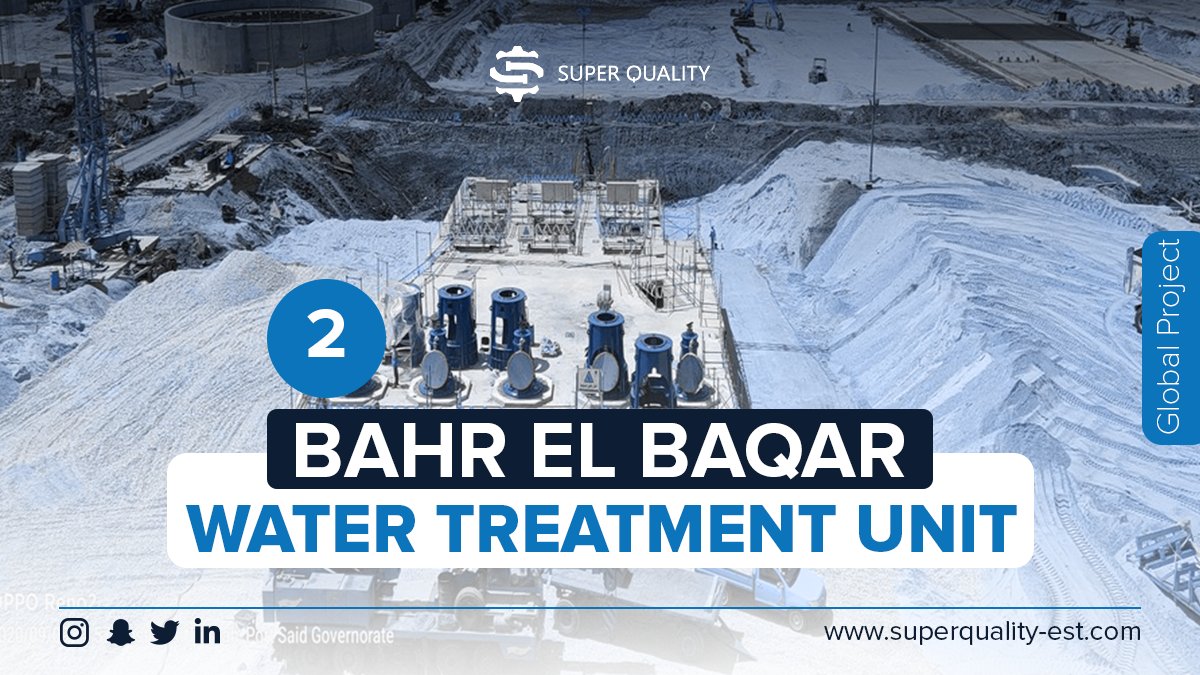 SuperQualityEst's tweet photo. Egypt witnessed the opening of the biggest water treatment unit in the world. It’s called Bahr El Baqar. Its costed 20 Billion EGP. And it produces 5.6 million cubic meters of treated water/day. 

#SuperQuality #سوبركواليتي https://t.co/AmP40Z2uUo