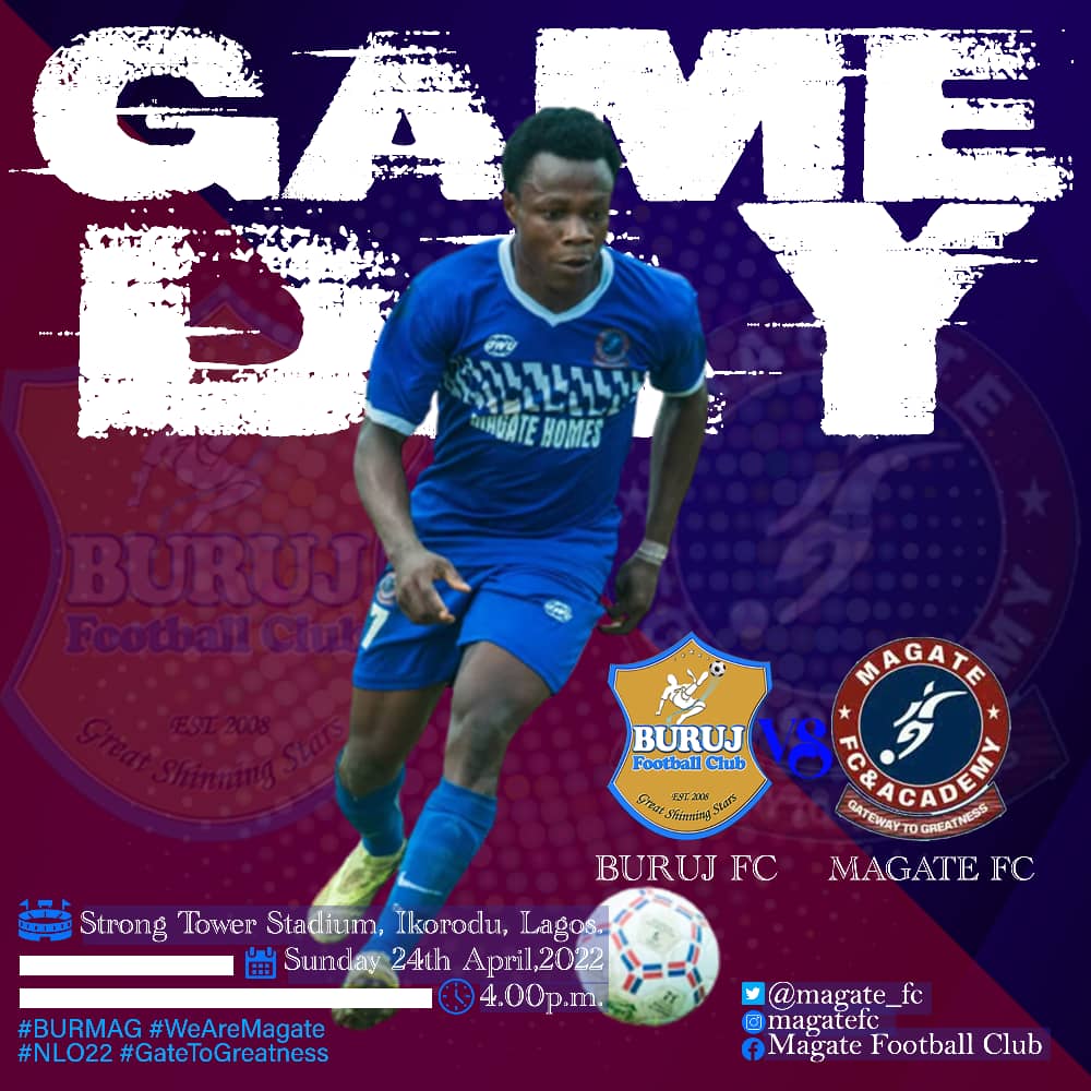 magate_fc's tweet photo. 𝗠𝗔𝗧𝗖𝗛𝗗𝗔𝗬 🟣
We'll be up against Buruj FC in search of our first point on the road 🛣️

#BURMAG |#NLO22
#WeAreMagate 
#GatewayToGreatness https://t.co/HggZPvRvtu