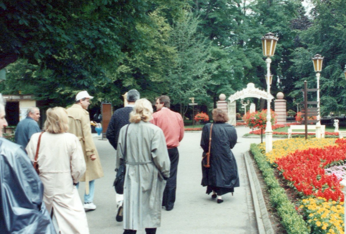 boss_angeles's tweet photo. A young Michael Eisner, Frank Wells, their wives, etc.  touring city and Europa Park. #DisneylandParis30 Fun trip! https://t.co/t7YKpw7tHd