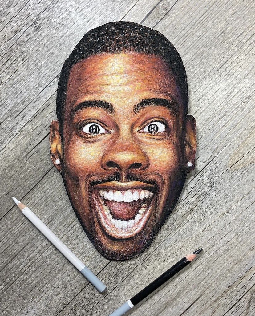 TimOliphantArt's tweet photo. SLAP HAPPY
@chrisrock #meninblack #willsmith #oscars2022 #drawing #artoftheday #etsyartist #coloredpencils #realisticdrawing #willslap #chrisrock https://t.co/oJEZbjsNTH
