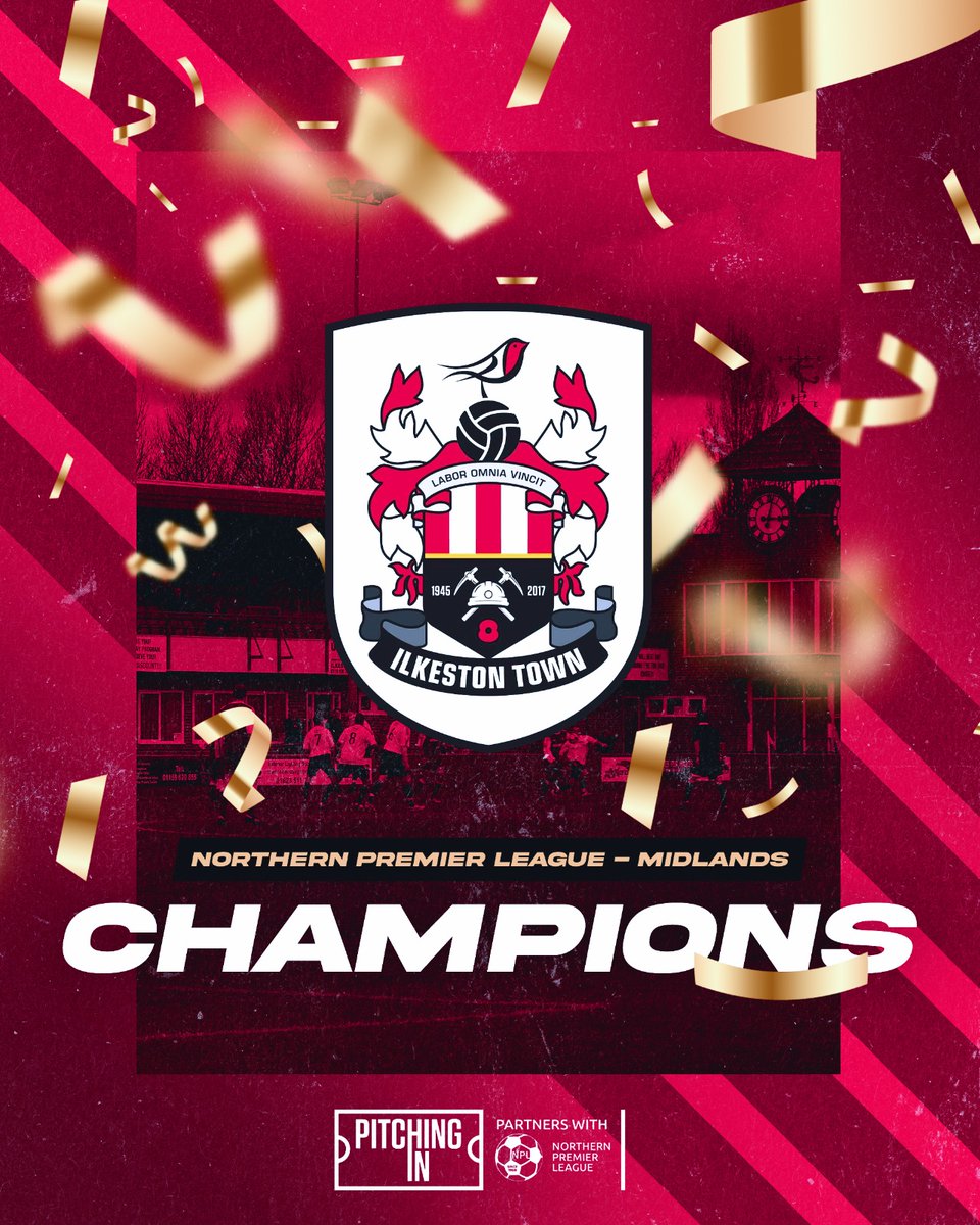 NorthernPremLge's tweet photo. ILKESTON TOWN ARE THE 2021/22 @PitchingIn_ MIDLANDS DIVISION CHAMPIONS
@ilkestontown_fc
@andysmanclubuk @Wisemanlighting @GLeventsStadia @FWPGroup @TysersSport @SCSlatter @KaizenTicketing @dannywilks5 @CRY_UK @NPLShow @BraceSportMedia https://t.co/6B7i8025Uz