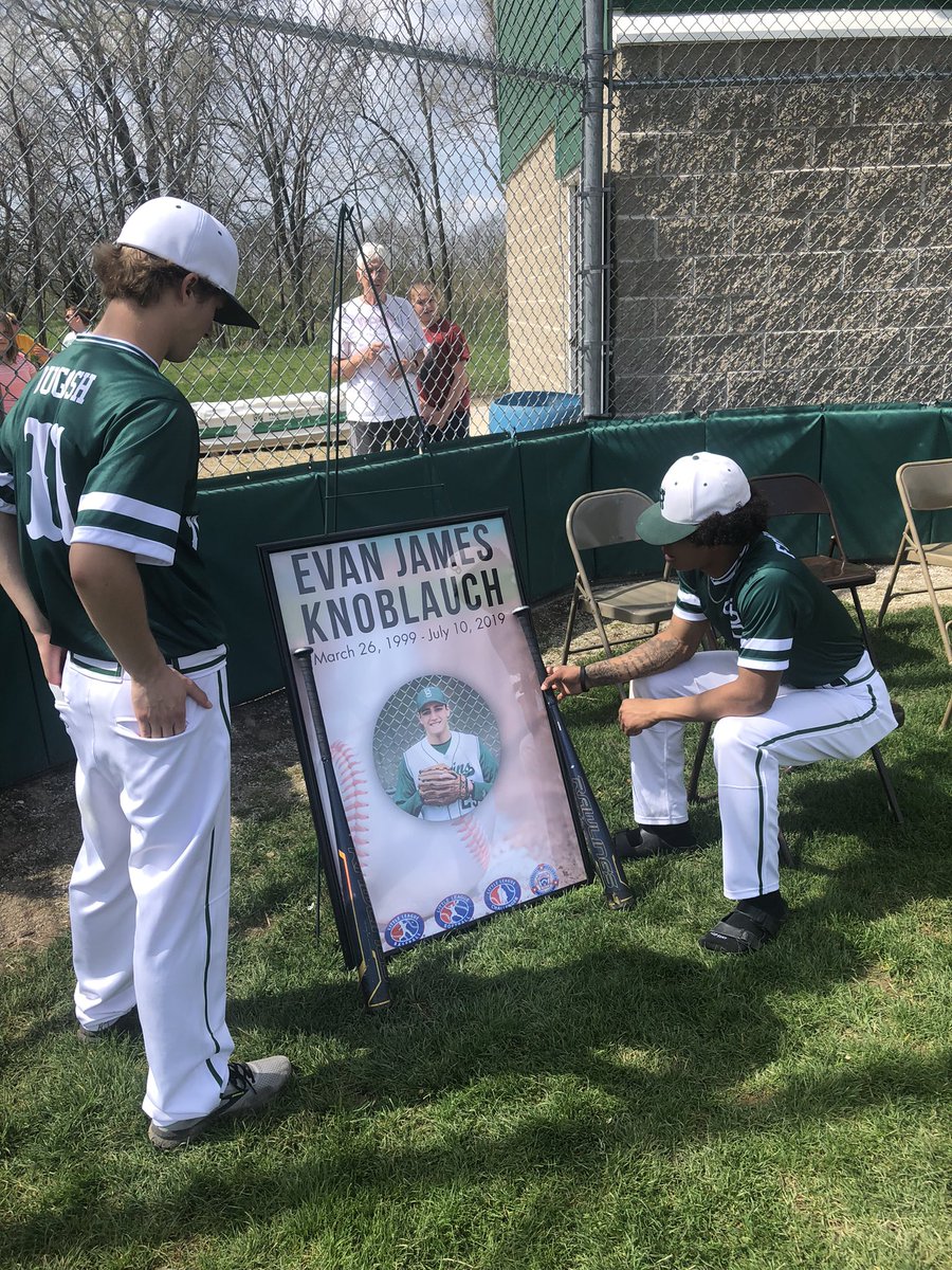 bcrsportsed's tweet photo. It’s a beautiful day for a tribute for a brilliant young man taken much too soon for us. It’s the EK/PA press box dedication at St. Bede in memory for Evan Knoblauch @bbooks26 @stbedeacademy @StBedeAthletics https://t.co/yzadUSh3SD