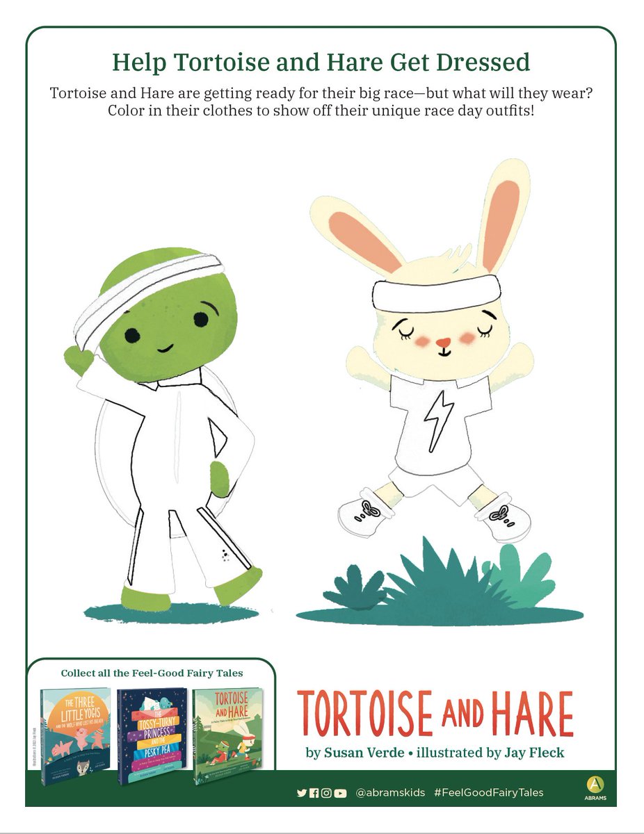 Tortoise and Hare are getting ready for the big race and they need your help! Activity pages for the latest book in the #FeelGoodFairyTales series from @susanverde and Jay Fleck are available for download! bit.ly/3xwuEsi