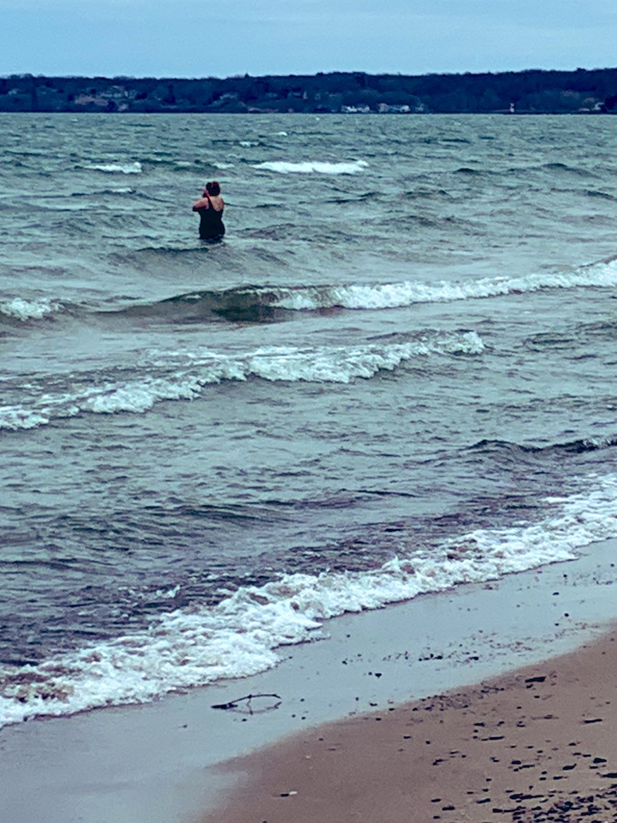 Holland2Norma's tweet photo. Happy Birthday to this woman who walked into the water at Durand Eastman Beach in a bathing suit just now. She got neck deep and then turned back to the loud cheering of her friends. Don’t know her but she’s got my respect! https://t.co/JSe8u6QN2U