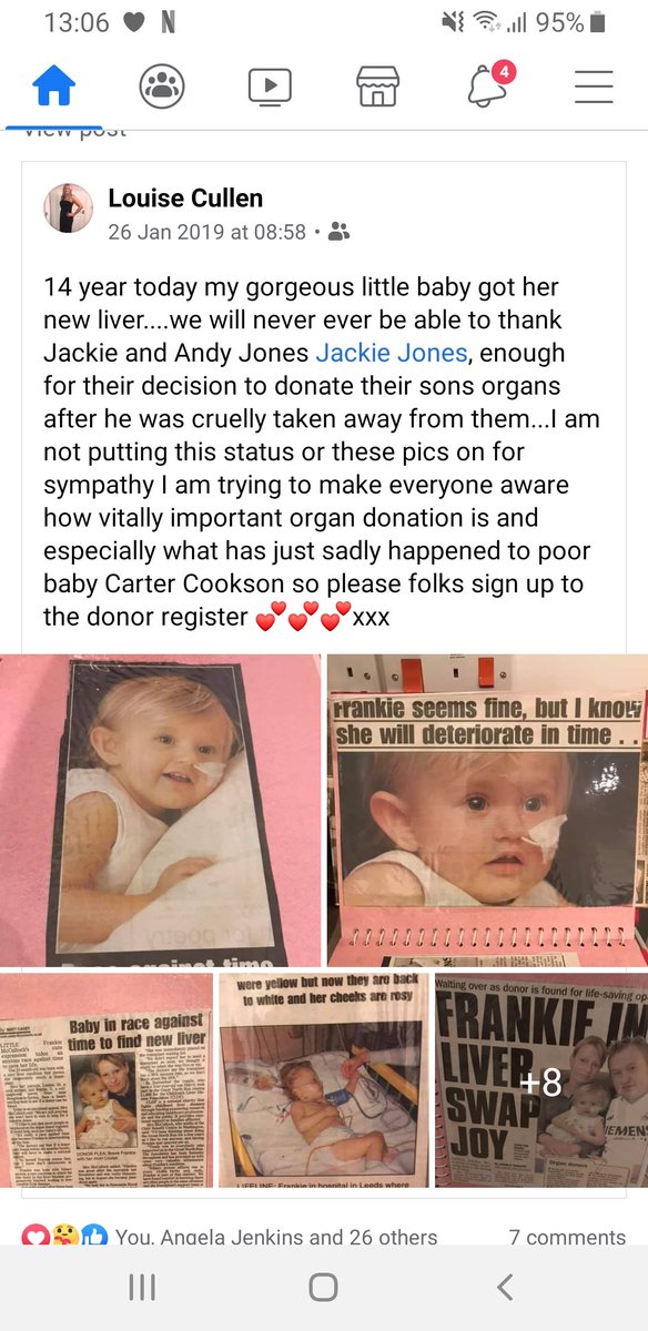 @GeraldineKell16 My son Lee who was tragically killed aged 22 in 2005 . He carried a donor card and his passing saved the lives of 6 people . Including Francesca who is now 19 and expecting a baby ❤💔