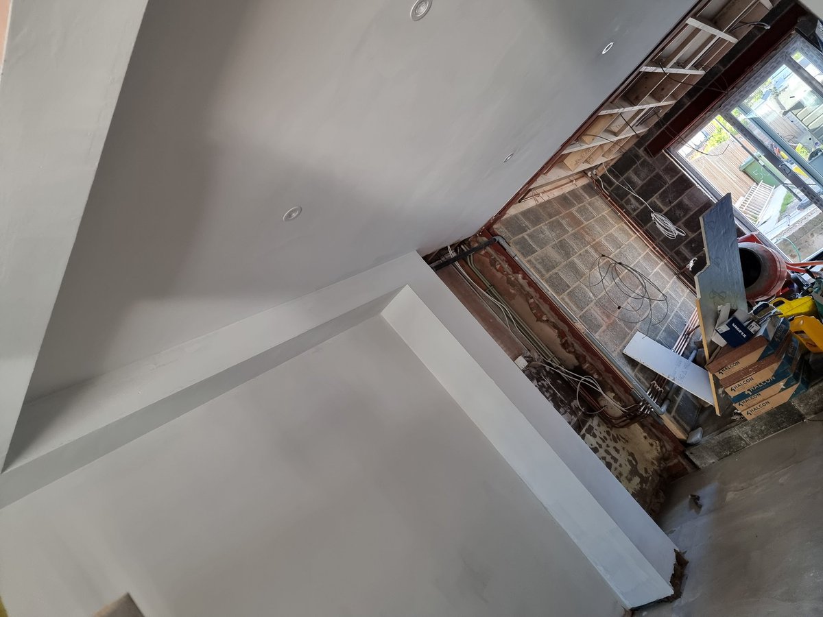 vicci24's tweet photo. Bare plaster painting 👊 but a house that is nearly done! Fingers crossed can move home 🥳🎉🎊 soon!! #renovation #extension #hugeproject #smashingit https://t.co/ns0qaSCZ6w