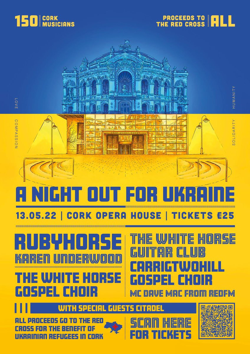 WHGuitarClub's tweet image. Tickets for the Ukraine Benefit concert went on sale just a couple of days ago &amp;amp; already almost 70% are sold. The rest will move fast 😘 get yours here bit.ly/36tZW7Y or visit @CorkOperaHouse website 
Its going to be an amazing night of music and for a very good cause