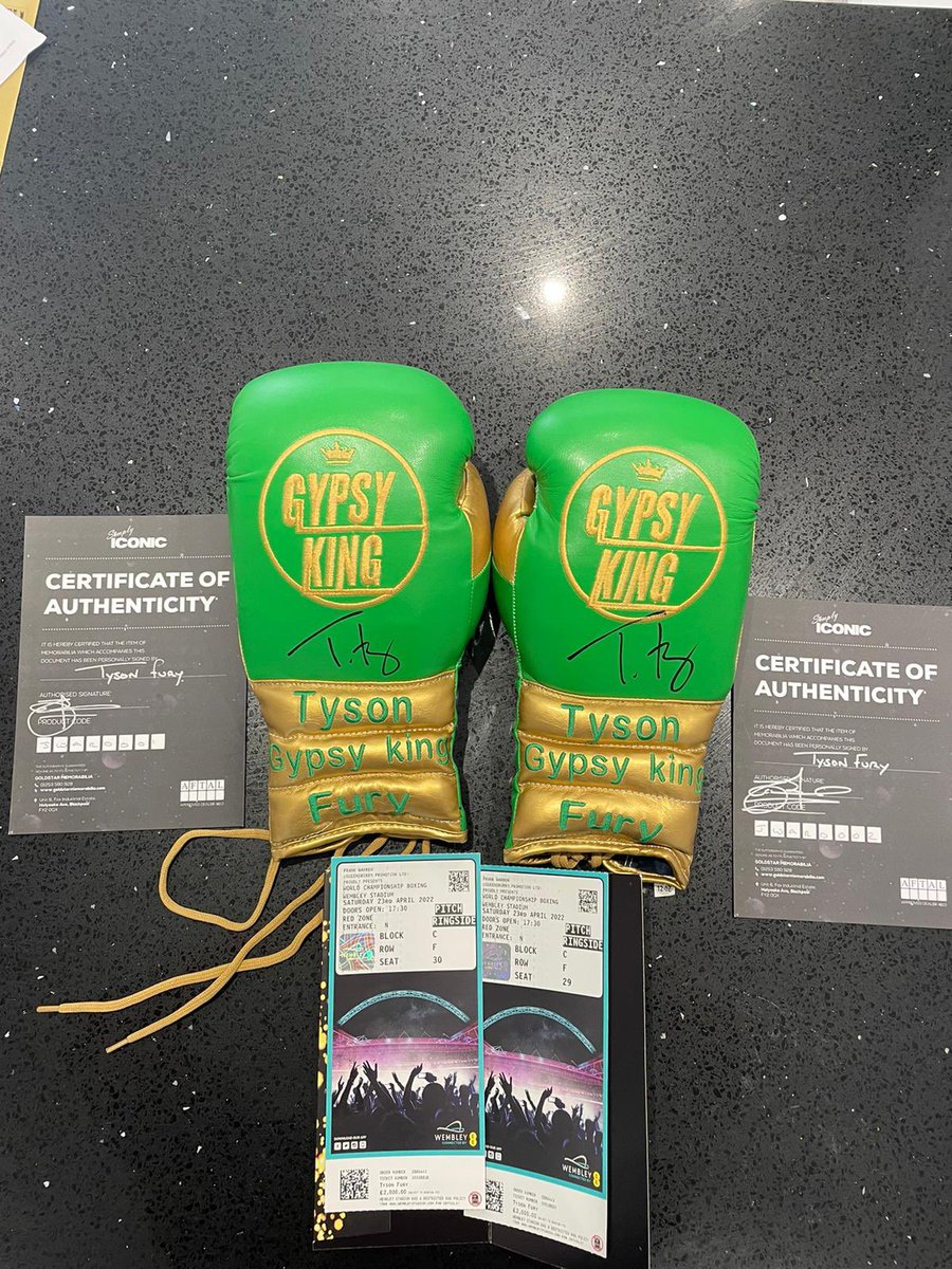 Wishing the winner of these amazing prizes in our <a href="/Tyson_Fury/">TYSON FURY</a> raffle an amazing time tonight!  If you get a moment tweet us some pictures #TysonFury #GypsyKing #Boxing #Wembley #FuryWhyte #heavyweight #champion