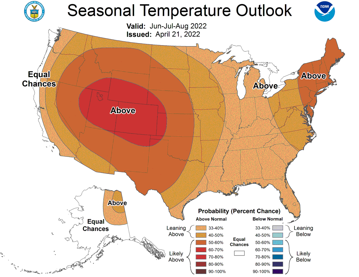 NWSBoulder's tweet photo. With the active weather over the past few days, people may have missed that @NWSCPC issued an updated summer outlook. We wish we had better news. There are likely odds that Colorado will see above normal temperatures while odds slightly favor drier than normal conditions. #COwx https://t.co/dmlAP8H2IK