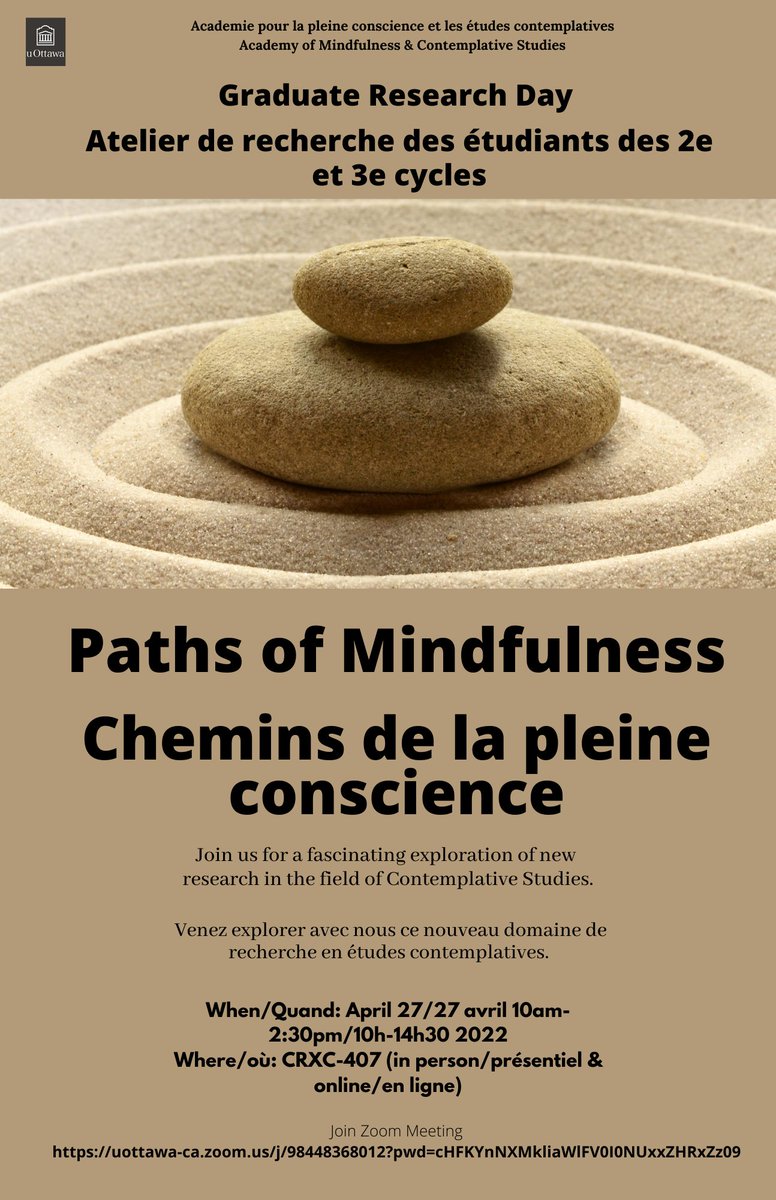 Amy_Psyched's tweet photo. Looking forward to @uottawa Academy of Mindfulness and Contemplative Studies "Paths of Mindfulness" public event next week-- feel welcome to join! Zoom link https://t.co/A0gPJbB7jE #mindfulness #spirituality #contemplation https://t.co/PM5Hib3K3o
