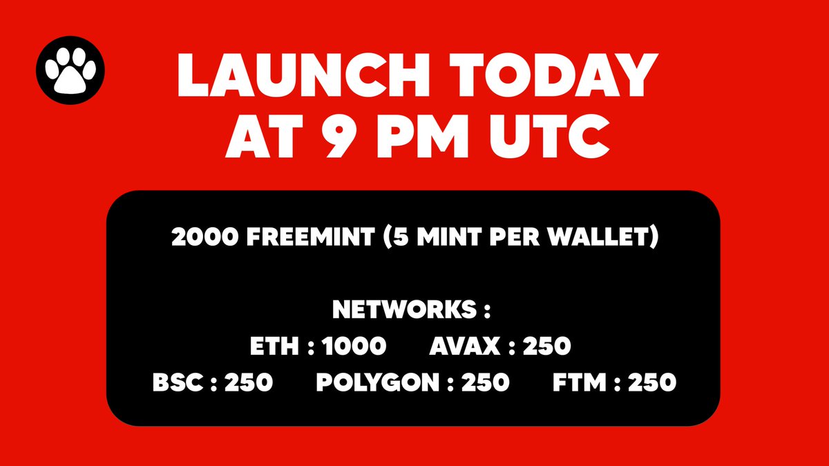 Launch today at 9 pm UTC 🚀
2000 freemint ! Are you ready for the war ? 

5 people among the retweets will receive a guaranteed freemint ! 🎁