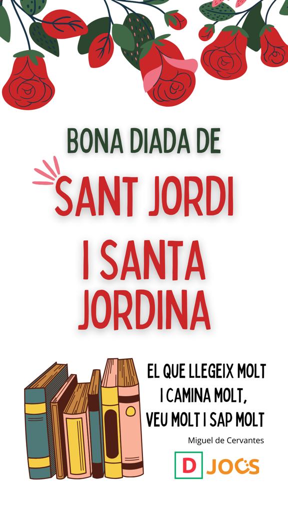 Molt bona i juganera Diada de Sant Jordi i Santa Jordina a tothom! 🌹📖👍
#SantJordi22 #SantaJordina #animacióinfantil #companyiadejocs