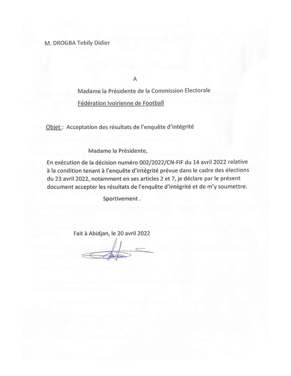 MrMensah233's tweet photo. Charte d’intégrité signée par Diallo et Drogba #ElectionFIF225 https://t.co/E5NNzPquBv https://t.co/vRzbE6tzsl