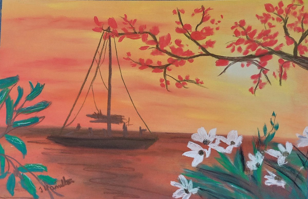 TraceyHam4's tweet photo. After dropping off 3 paintings at Crosshouse Hospital exhibition I worked in an orange theme in pastel https://t.co/9h8jEhqzAV
