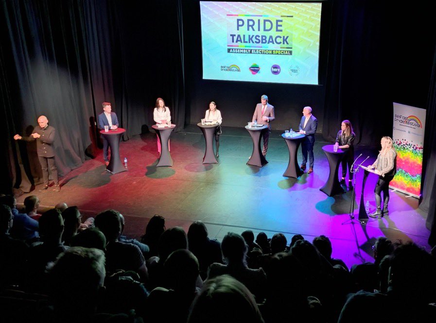 EoinTennyson's tweet photo. A privilege to represent @allianceparty at the #PrideTalksBack hustings last night alongside LGBTQ+ candidates and allies.
The society we live in is no longer just orange or green, but rainbow coloured. We must strive for an Assembly that reflects that diversity. #AE22 https://t.co/RhjY5AHNT6