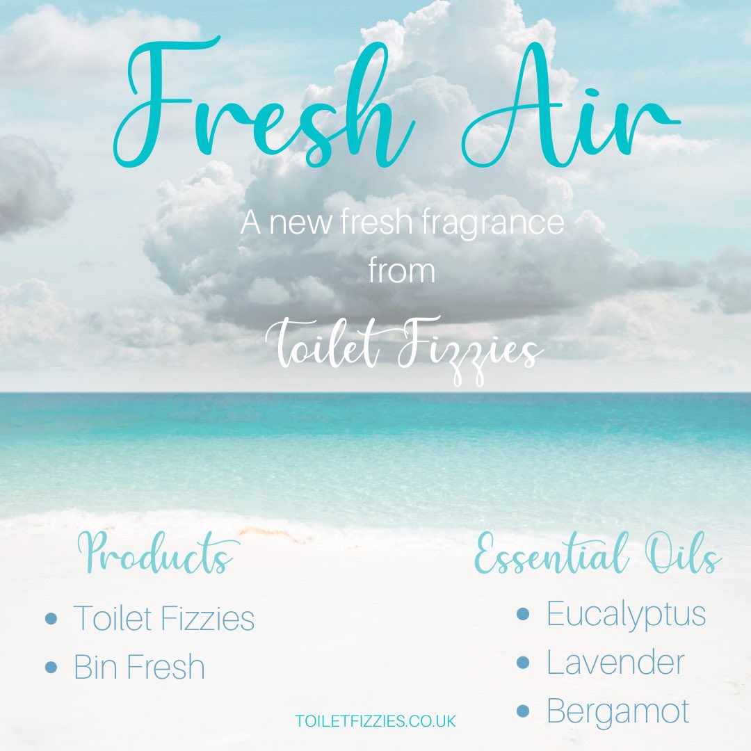Latest new fragrance available - a breath of fresh air! Fresh blend of essential oils, Eucalyptus, Lavender &amp; Bergamot.            TOILET FIZZIES or BIN FRESH.#smallbiz #sustainability #essentialoils #femaleentrepreneur #toiletcleaning