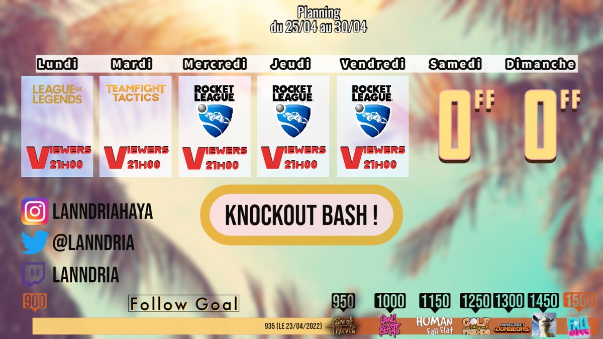Lanndria's tweet photo. Nouveau Planning
https://t.co/TTkayKtixo
&
https://t.co/TpXlUhxCeD
#planning #streaming #twitch #LeagueOfLegends #lanndria #stream #gaming #RIOT #RocketLeague #knockoutbash https://t.co/5VjarRjyIt