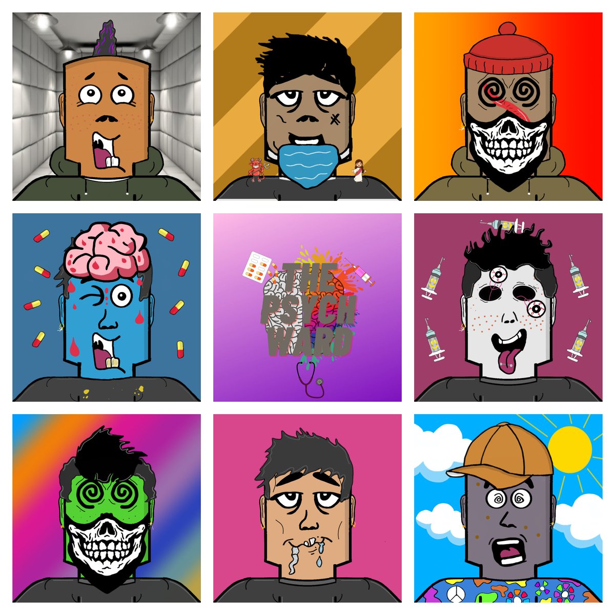 The Psych Ward #NFTs! 🏥

Check out the "Patients" on Opensea! 💊

opensea.io/collection/the…

#NFT #NFTGiveaways #NFTs #NFTCommunity #NFTCollector #NFTCollectibles #NFTart
#NFTdrop #NFTmint #NFTCollection #NFTartists