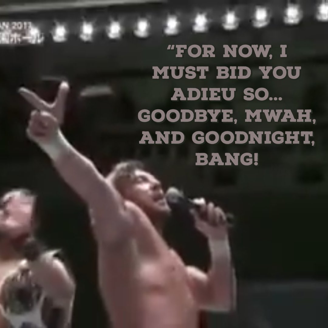 TTMGPodcast's tweet photo. “For now, I must bid you adieu so…
Goodbye, mwah, and goodnight,
Bang!

#quoteaday 
#kennyomega #onewingedangel #bestboutmachine #thecleaner https://t.co/2Z2IQLCgx9