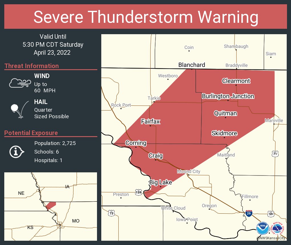 NWS Kansas City on Twitter "Severe Thunderstorm Warning including