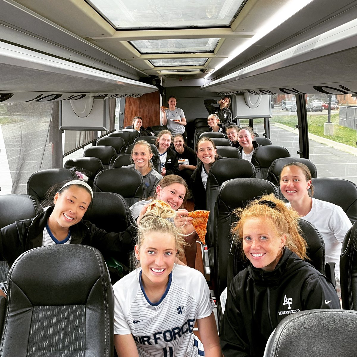 AF_WSOC's tweet photo. Post game smiles after 3 great showings to wrap up our Spring season! #flyfightwin⚡️ 
✅ 1-0 win vs DU
✅ 3-1 win vs UNC
✅ 1-1 tie vs CU (CU 5-3 in PKs) https://t.co/vBEN00b7c1