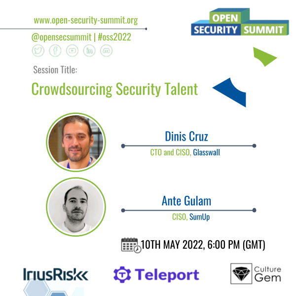 opensecsummit's tweet photo. 🤔Are you worried about how to find new talent for your security team?
Then don't miss out on "Crowdsourcing Security Talent" session by @DinisCruz and @ante_gulam!
Register for FREE: https://t.co/LKgy9CyRX9
#OSS2022 #threatmodeling #SecurityTalent #Crowdsourcing #InfoSec https://t.co/fkeFpTrwwv