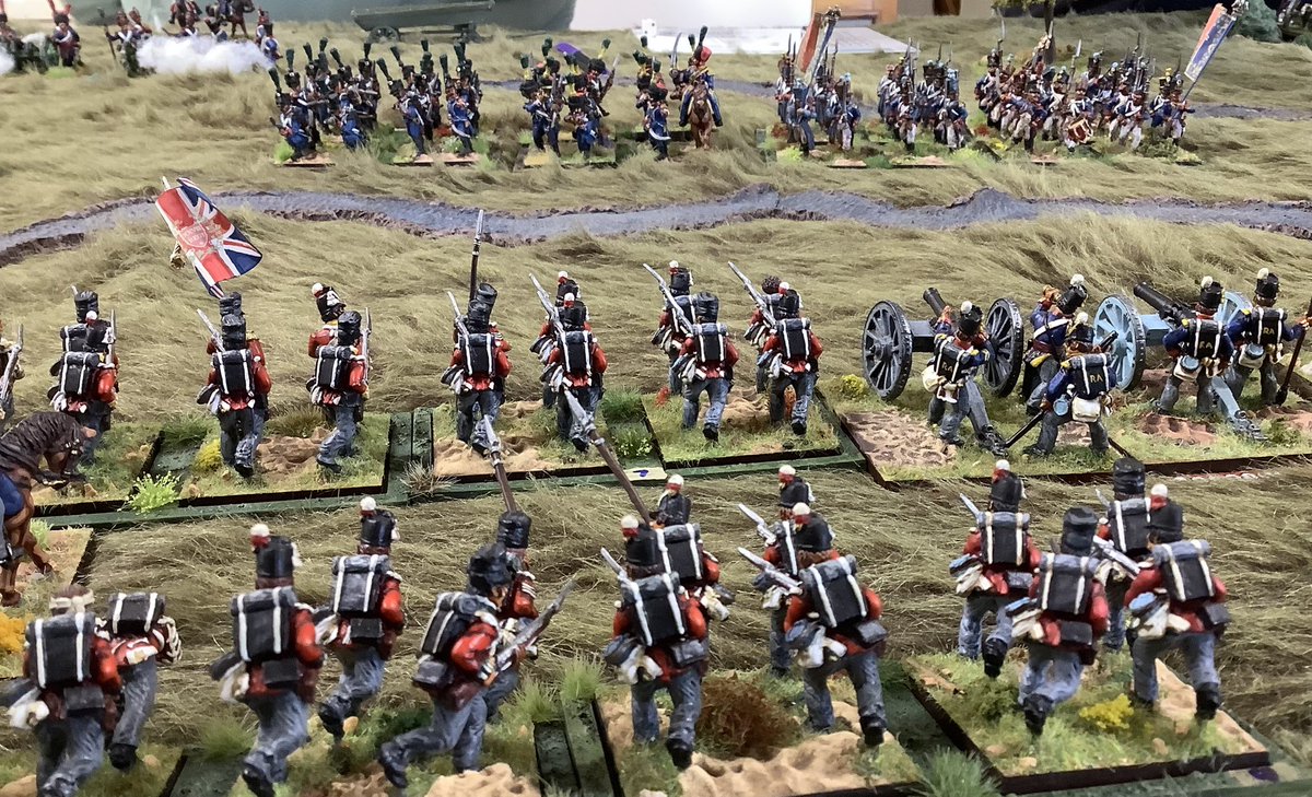 Oldwargamer's tweet photo. #British troops form lines and hold, something they do extremely well.
#wargaming #QuatraBras #wargames #wargamer #28mm #napoleonics https://t.co/eiCVJkeZ7O
