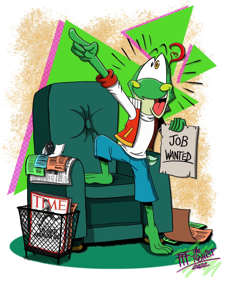 FTFTheToonist's tweet photo. [NEW REMAKE] Fric gets a new job, but he will get some idea to invent for fastly winning money.

Remake based by a old draw in March 2018. 

Contrary on Instagram, I add a new background texture for some reasons.

#FricFrogFime #FricFrog #AlfredFly #OCs #OriginalArt #Job #Remake https://t.co/JbAirFUnsn