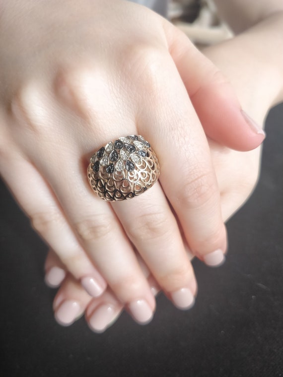 SavranskyP's tweet photo. Large Statement ring for women, Filigree dome https://t.co/cryzdS5Bex #goldring #giftforher #fancydiamond #stackableband #mombirthdaygift @etsymktgtool https://t.co/cIGtrWoBsv
