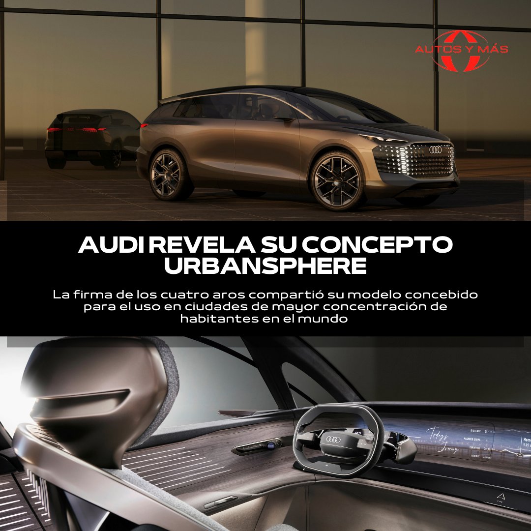 AutosyMas's tweet photo. #Audi reveló un adelanto del #UrbanSphere, diseñado para su uso en ciudades con demasiado tráfico. Este #Concepto de cuatro plazas mide 5.51 m. de largo, 2.01 de ancho y 1.78 de alto y se muestra como el modelo de la firma con mayor espacio interno hasta ahora
@AudideMexico #News https://t.co/w95Ap8HVFV