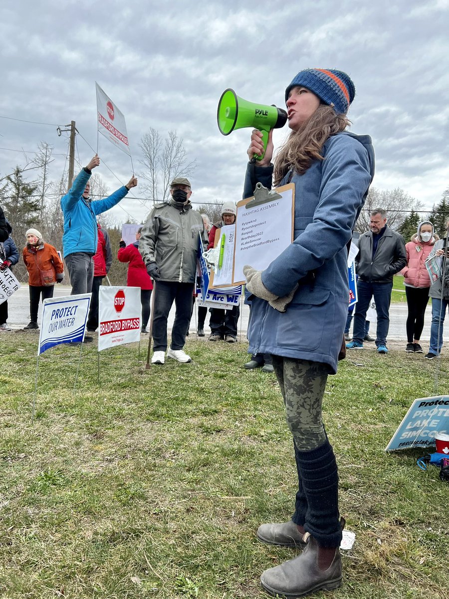 The decision by @fordnation and @C_Mulroney to build highways through wetlands and the Greenbelt is going to hurt Lake Simcoe, @RescueLakeSimc1 says at the #YoursToProtect demo in Holland Landing today. Climate leaders don’t build highways.