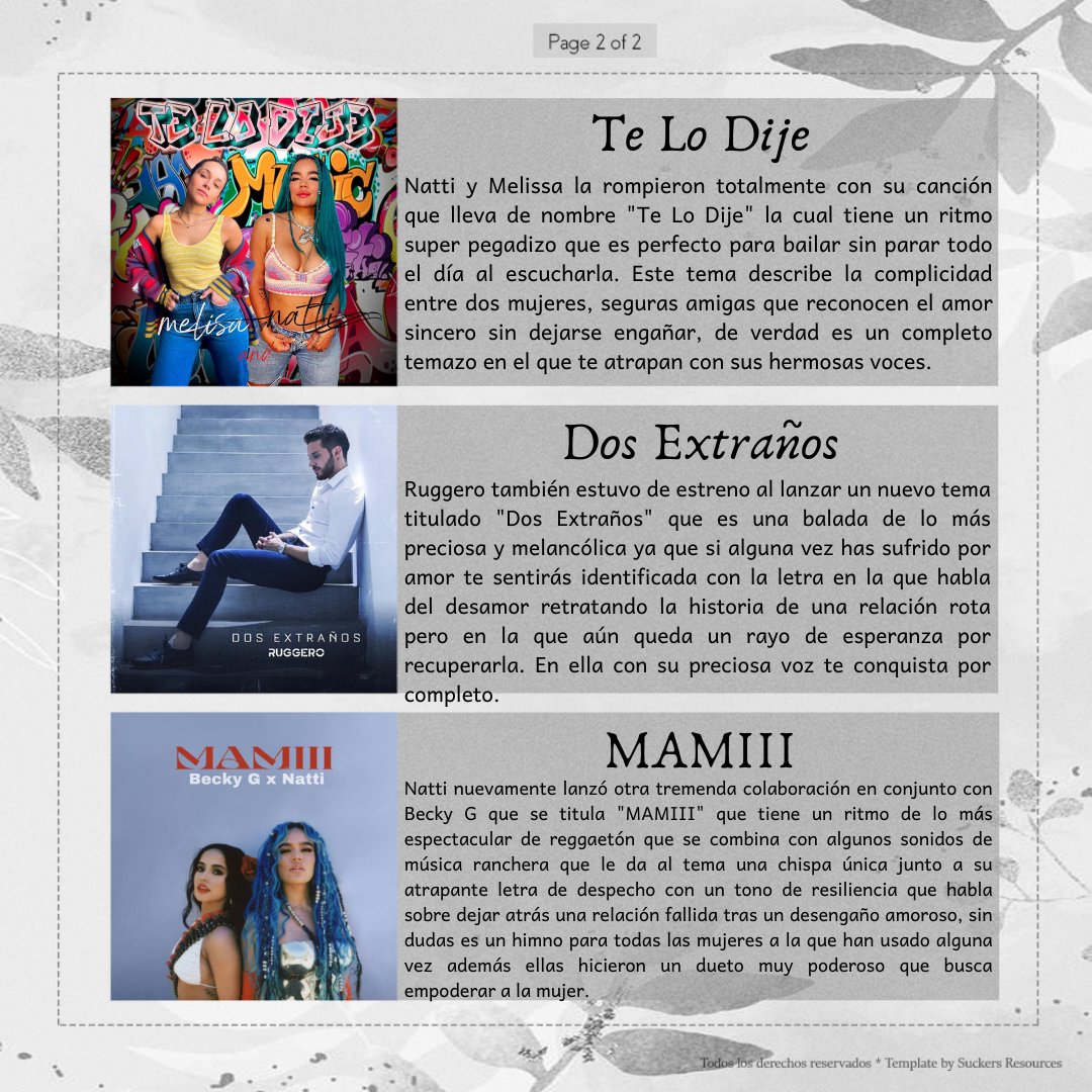 🎶; Playlist de una pulgita.

Empezando el día acompañada de maravillosa música que me encantó demasiado y me volvió muy fan. Muchísimas felicidades a todos genios!!!🤍

#NattiXMeliTeLoDije #DosExtrañosRP #MAMIIIBeckyxNatti