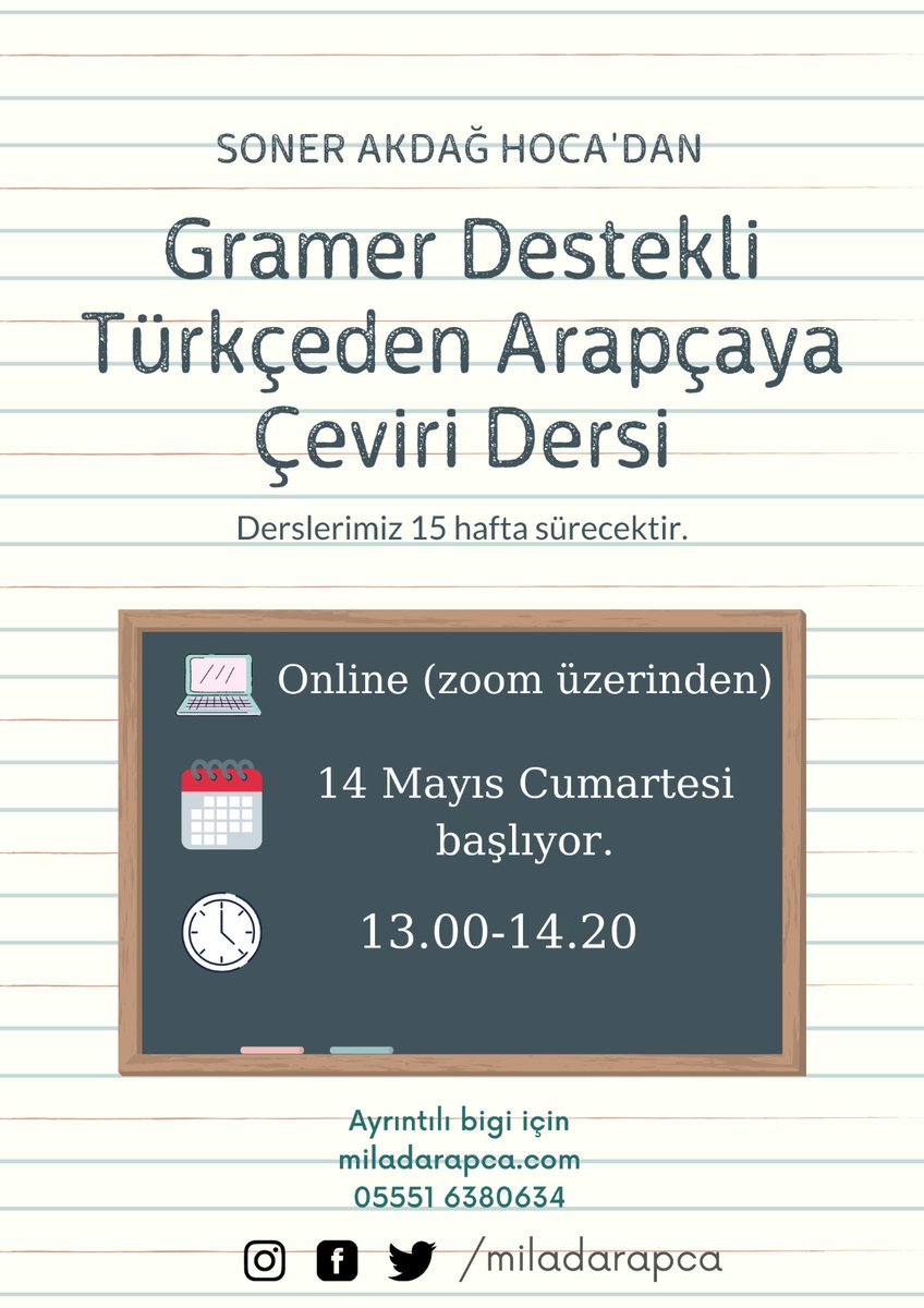 Milad Arapça olarak yeni dersimize başlıyoruz. 
Bilgi için dm  veya iletişim numaramiza yazabilirsiniz.
<a href="/hikemunhaseneh/">Soner Akdağ</a>