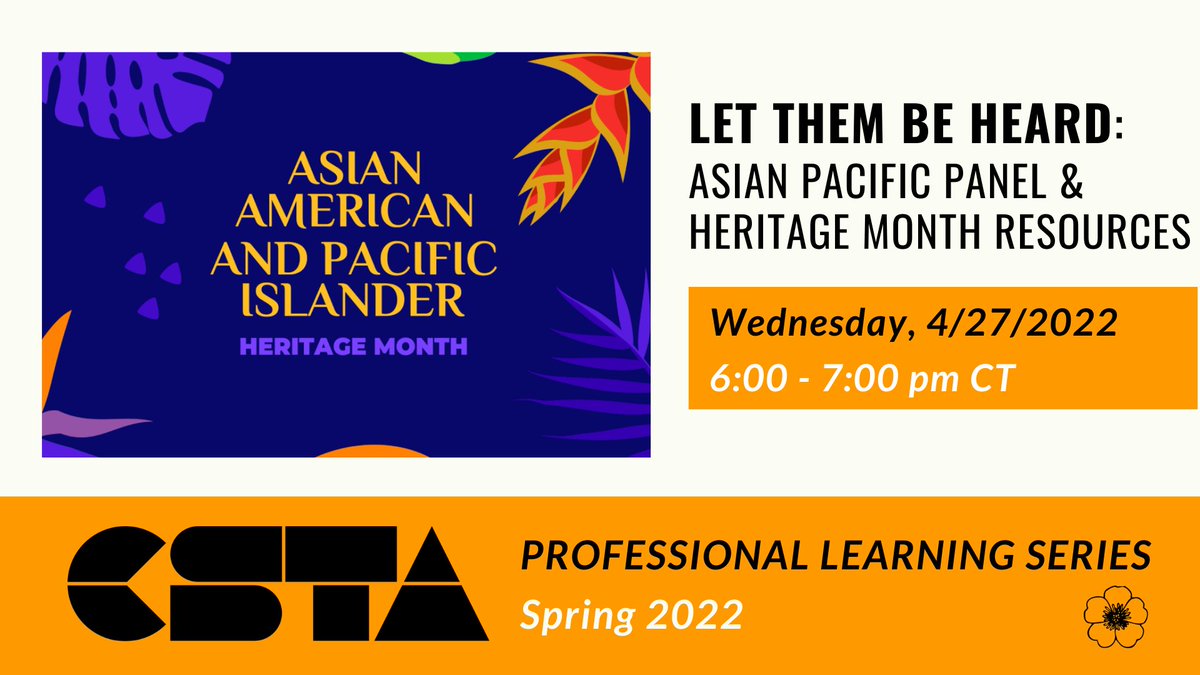 Join us Wednesday for Let Them Be Heard: Asian Pacific Panel &amp; Heritage Month Resources, hosted by <a href="/Lien_Diaz/">Lien Diaz</a>. This panel will will share their journey and their CS experience to help help dispel some of the myths associated with the AAPI community. RSVP: ow.ly/Ut5550IORGL
