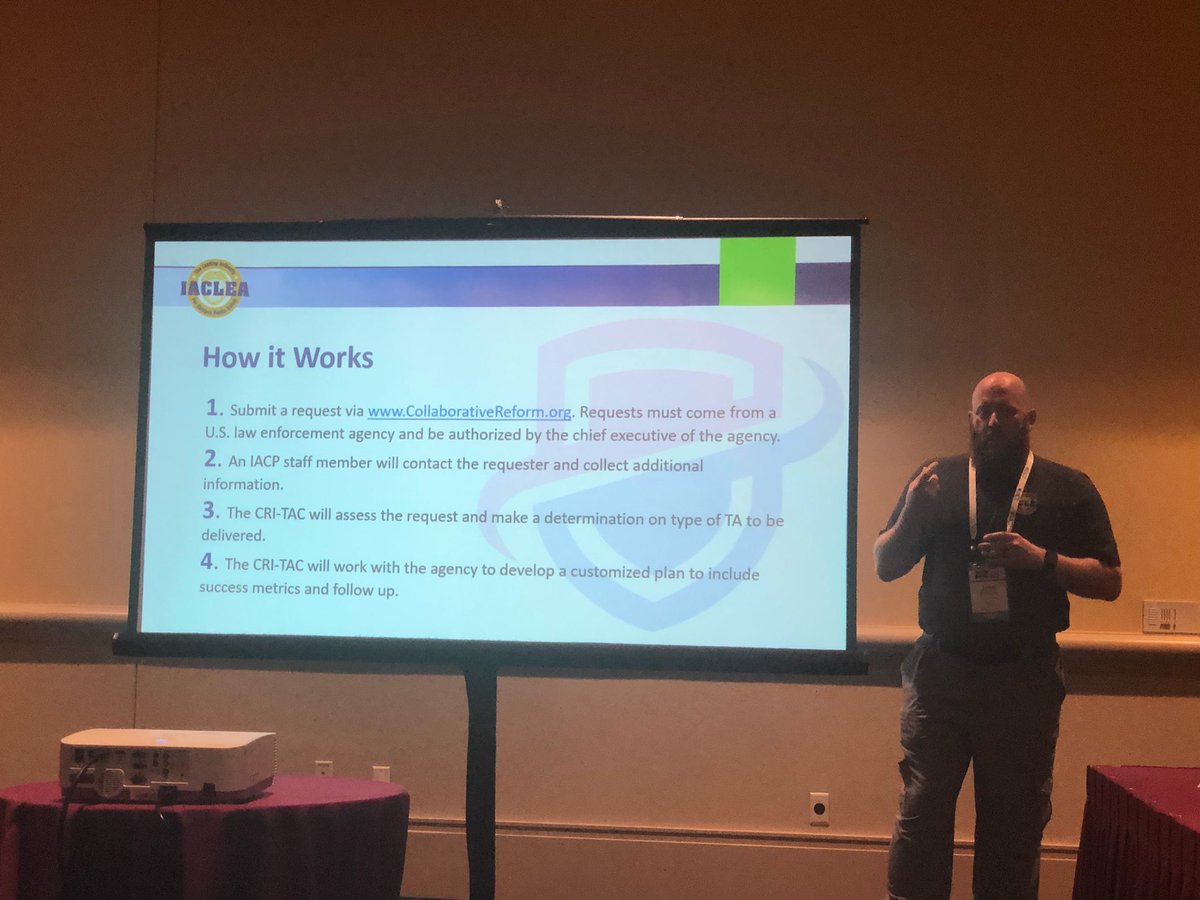 Joshbronson108's tweet photo. Today I briefed my committee the Civilian Law Enforcement Military Cooperation Committee @TheIACP Policy Council Midyear on #CRITAC, @30x30initiative, & new @IACLEA_Members initiatives including on securing ROTC facilities & a new leadership class for new campus chiefs/directors. https://t.co/MBBrCh4OkQ