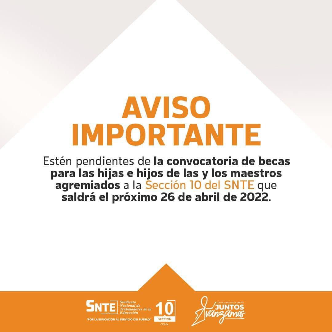 GusVeraF's tweet photo. Este lunes de regreso a las labores docentes tendrán en FB TW y desde luego la página institucional de la @seccionsnte10 la convocatoria para la asignación de las becas para las hijas e hijos de docentes.
#Fraternalmente #EnUnidadJuntosAvanzamos https://t.co/KlMFVFAQd4