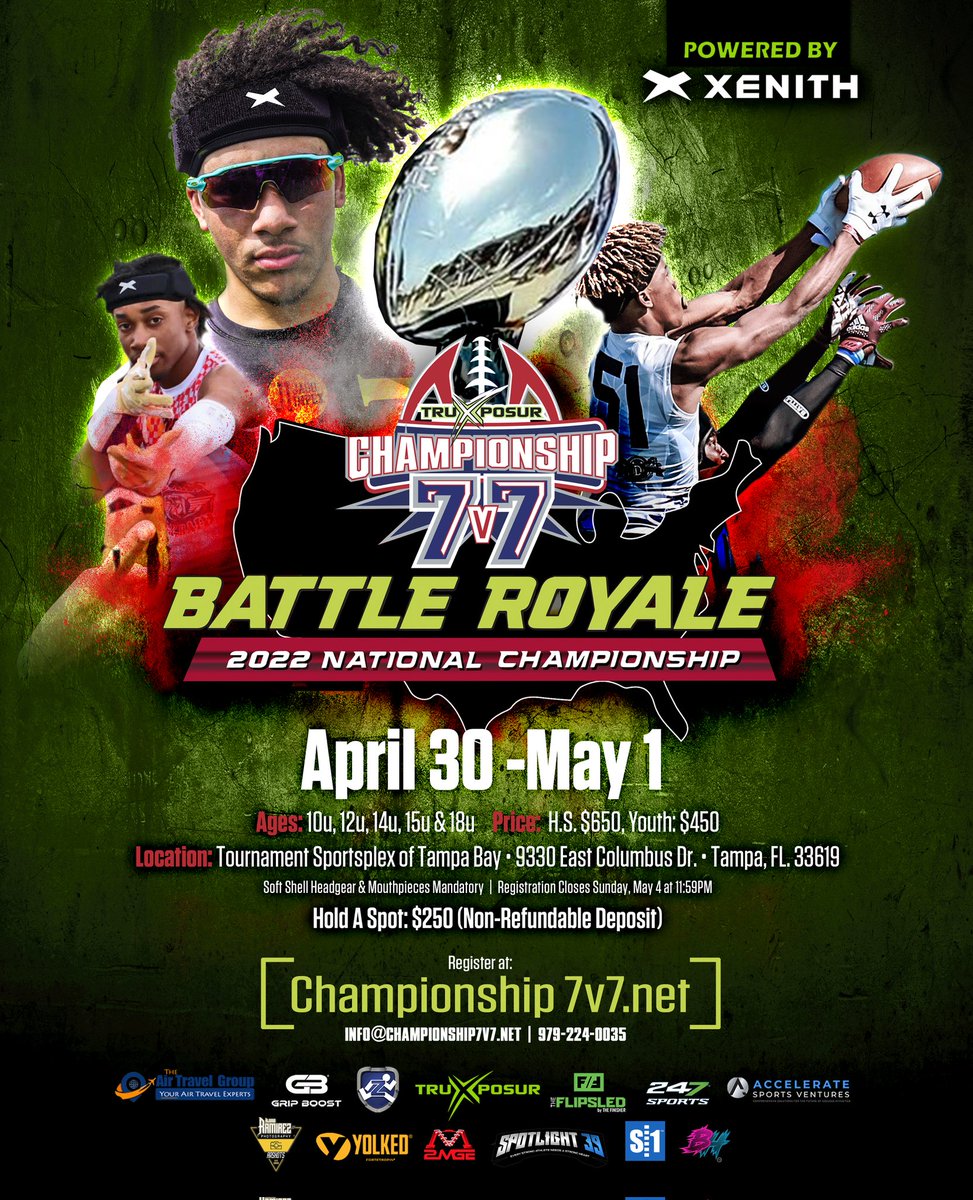 Welcome <a href="/OPSFootball/">OPS Football Academy</a> To Tge
#BattleRoyale2022
🏆National Championship🏆 
In Tamoa, FL <a href="/SportsplexTB/">Tournament Sportsplex</a> 
Powered By: @XenithFootball 
#WhereChampionsComeToPlay
