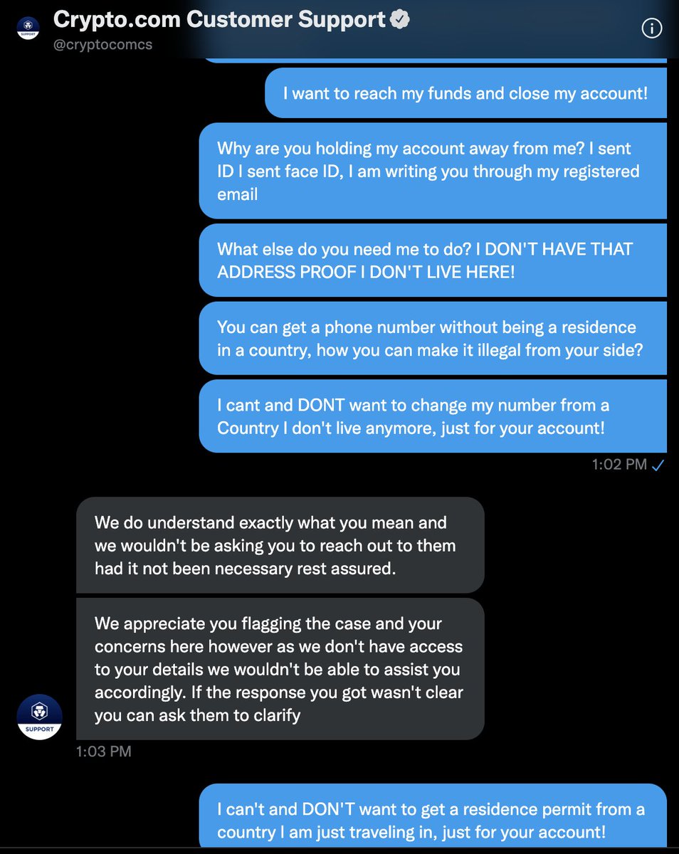 smhkl3's tweet photo. @cryptocomcs Amazing helpful service! Solved my issue by saying that I need to wait for the customer support.
Why do you want me to DM if you Don't have a solution and just tell me to handle with them still?

You are doing it just to show on this platform that you are into it, but not! https://t.co/mP0759NRja