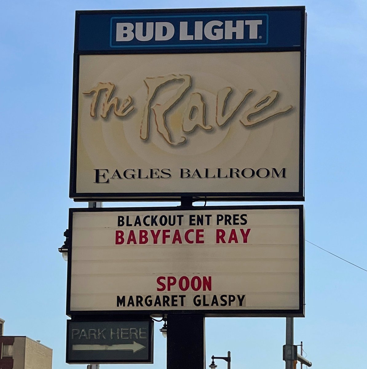 therave's tweet photo. TONIGHT at The Rave / Eagles Club! 🎶

@babyfaceray with @DJayMando, @globaltrapstarr, and more! 
(Starts at 8:30PM)

 @spoontheband:  Lucifer On The Sofa Tour with @mglaspy!  
(Starts at 8PM)

Get tickets for both shows at door or online at » https://t.co/0pwKGwwvdX 📲 https://t.co/chnl3RquRe