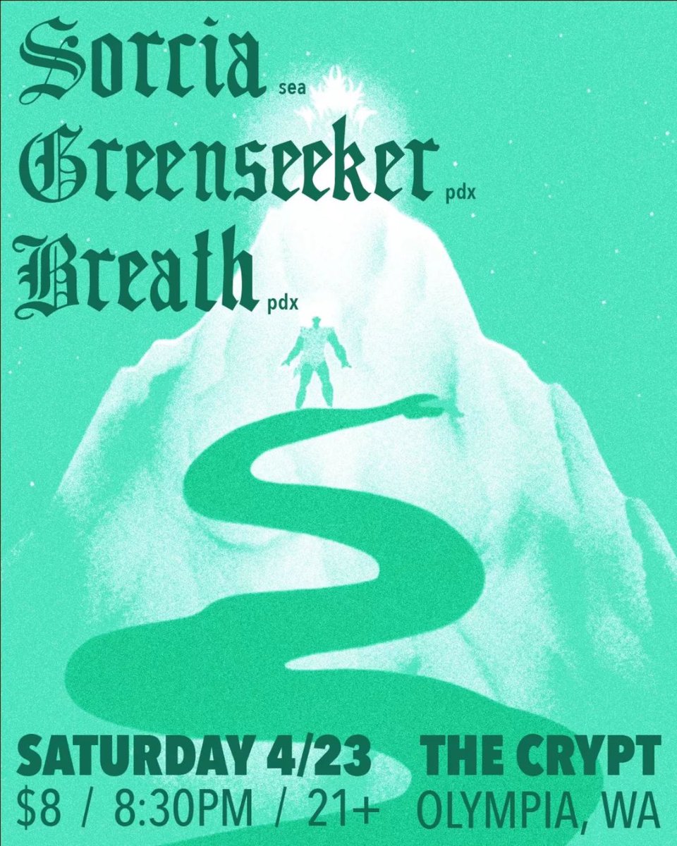 Tonight⛲️🏔⛲️ The Crypt : Olympia WA w/ <a href="/sorciaband/">Sorcia</a> &amp; <a href="/greenseekerpdx/">Greenseeker</a>!
___—-
linktr.ee/BreathPDX