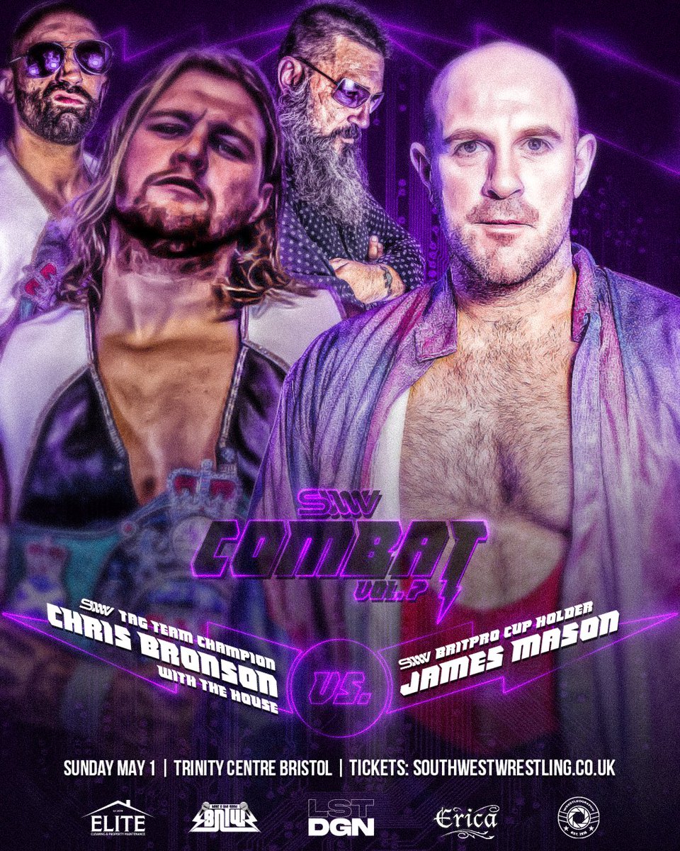 swwwrestling's tweet photo. ๐จCOMBAT Vol. 7 MATCH ANNOUNCEMENT๐จ
The House's @Chris__Bronson challenge for the #BritPro Cup was denied, however @Ukjamesmason accepted a non-title match against "The Made Man" Bronson NEXT SUNDAY!
Sunday May 1 | @TrinityBristol
๐ https://t.co/VHBE9AengU
#SWW #COMBAT https://t.co/6qNvFKmi4N