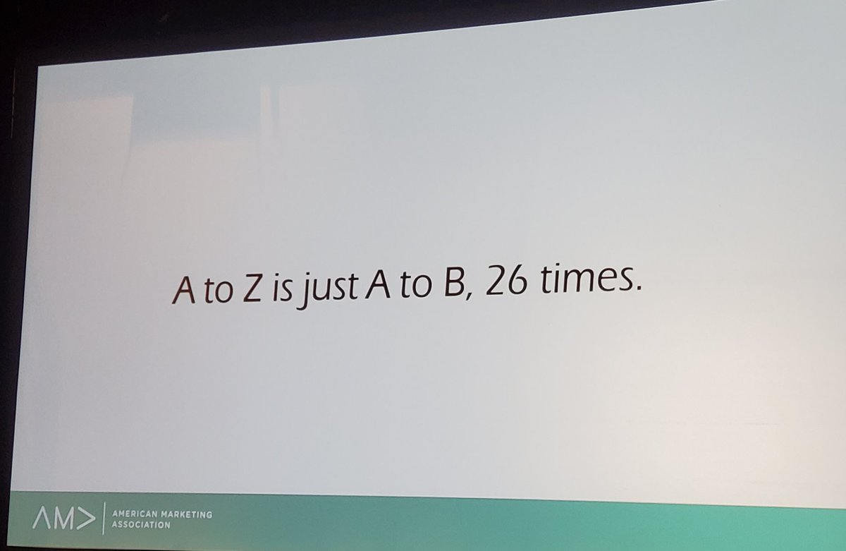 amymersch's tweet photo. If you're someone who gets overwhelmed... (ahem, πββοΈ)
Take to heart this insight from @BassamTarazi:
"A to Z is just A to B, 26 times."
#AMASummit #AMASummit2022
@amasummit https://t.co/92DRorqx3I