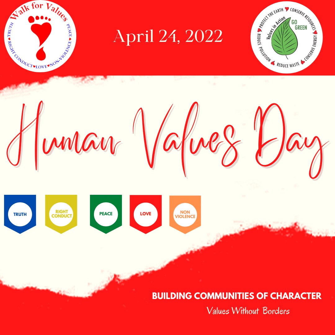 walkforvalues's tweet photo. Human Values Day ~ April 24, 2022
Lets us raise the awareness to practice Human Values and to building the “Communities of Character”. Canada is a great country and we are proud of its multiculturalism and the rich values we hold.
 #HumanValuesDay #ValuesWithoutBorders https://t.co/jmqXKZiDuc