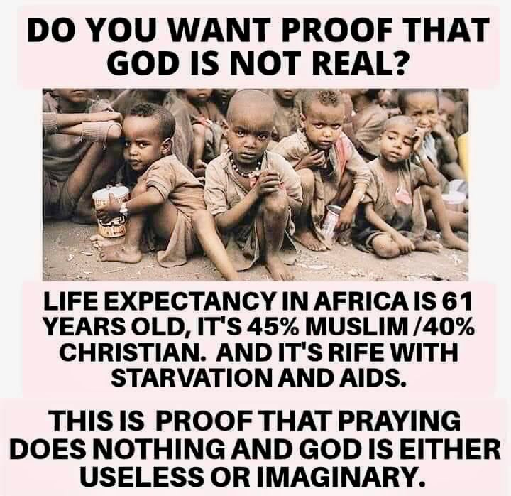 IncessantPonder's tweet photo. Athiesm cures starvation and aids! #FactsAboutChristianity https://t.co/GgtdnloE7C