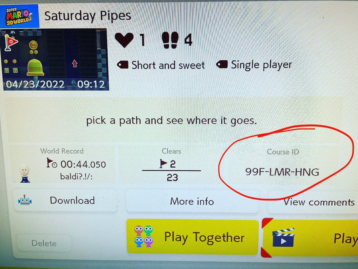MrCurtoons's tweet photo. It’s Mario Maker 2 time!
I made a level. Go check it out, while I do the dishes and clean the bathroom.
#mariomaker2 #nintendoswitch #makinglevels https://t.co/A7xgroxXKd